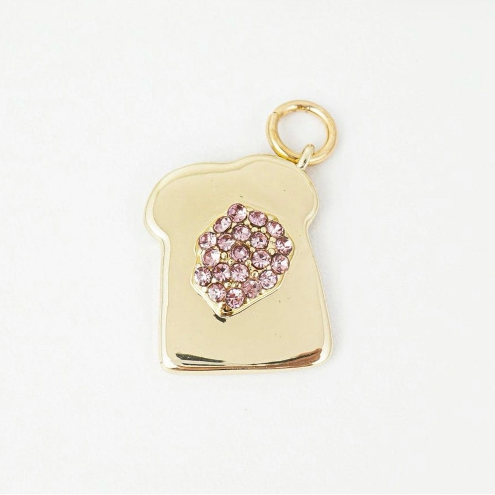 18k plated toast bread charm pendant | CZ food jewelry | Y2K cute charm